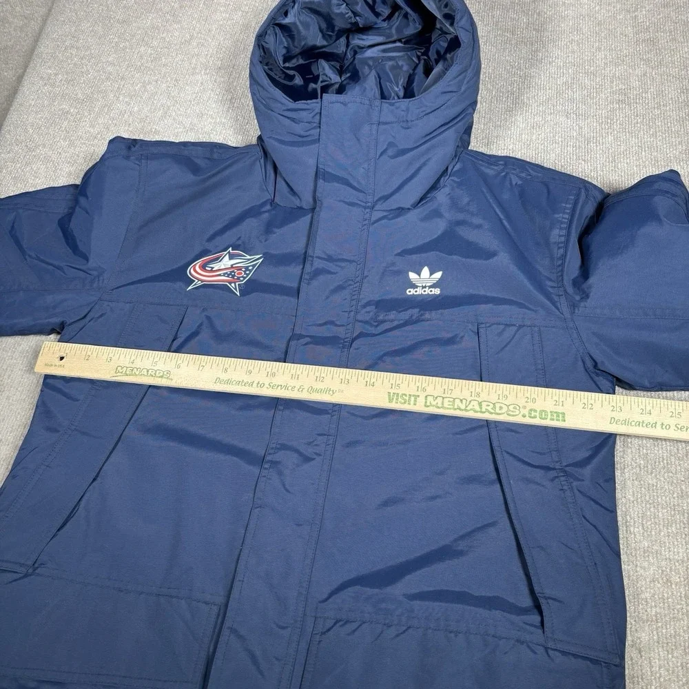 Adidas Columbus Blue Jackets Jacket Mens M Blue Padded Parka‎ Coat Logo New NWT